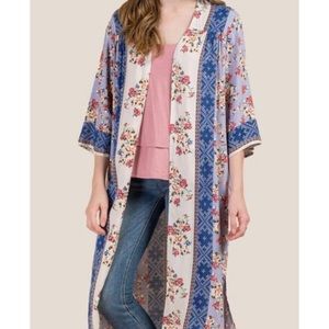 Francesca’s Blue Rain Floral Kimono